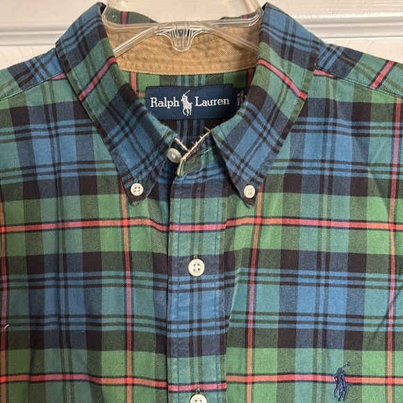 Ralph Lauren men’s green plaid long sleeve button down shirt size XL - Picture 2 of 8